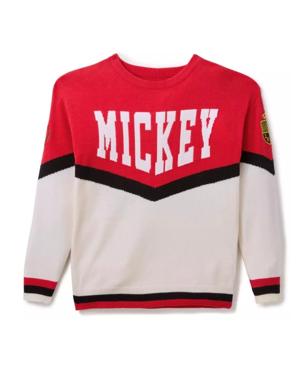 Mickey Mouse Collegiate Varsity Style Pullover Knit Sweater for Women sz Med
